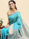 Stylish Copper Jari Green Semi Kora Cotton Saree SK92