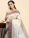 Stylish Copper Jari Sandal & Navy Semi Kora Cotton Saree SK81