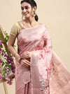 Elegant Dola Silk Pink Flower Digital Print with Jari Border Sarees DS01