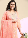 Beautiful Orange with Pink Printed & Embroidered Kurti Set PKS07