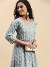 Cotton Printed Kurti Set Blue & Sandal PK06
