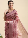 Elegant Semi Linen Digital Print Pale Pink & Sandal Saree SL63