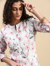 Cotton Printed Straight Cut White and Pink Kurti EK14
