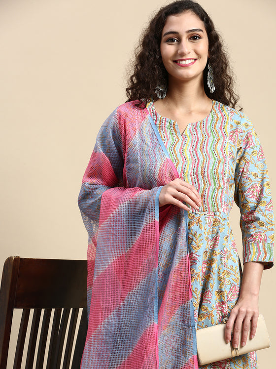 Beautiful Multi Colour Printed & Embroidered Kurti Set PKS02