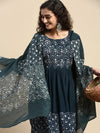 Elegant Green & White Printed Kurti Set EK18