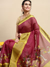 Elegant Semi Linen Purple & Mustard Saree SL51