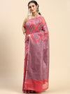 Stylish Maroon & Blue Semi Kora Cotton Saree SK91