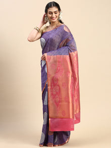 Stylish Copper Jari Navy Semi Kora Cotton Saree with Contrast Pallu SK79