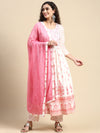Beautiful White with Pink Printed & Embroidered Kurti Set PKS06