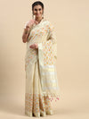 Semi Cotton Printed Saree Sandal and Pink SCS09