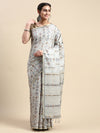Elegant Semi Tussar Grey Embroidery Saree ST91