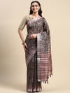 Semi Cotton Green & Brown Printed Saree SCS30