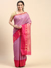 Stylish Navy & Pink Semi Kora Cotton Saree with Contrast Pallu SK82