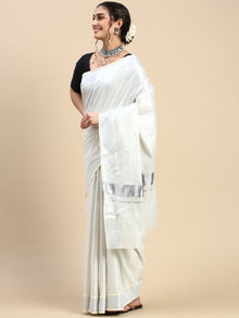  Kerala Tissue Silver Jari Plain Saree OKS08