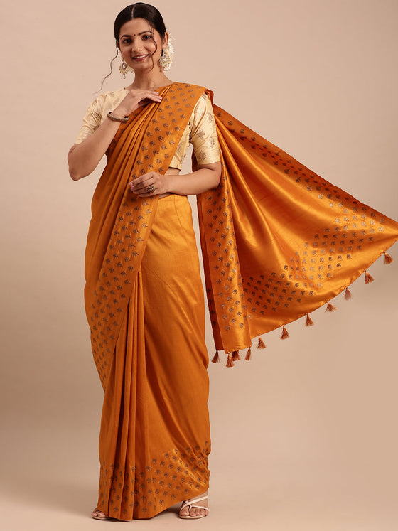 Womens Bhagalpuri Jute Saree Mustard ST59