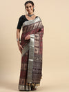 Semi Tussar Printed Saree Black with Tassels STP06