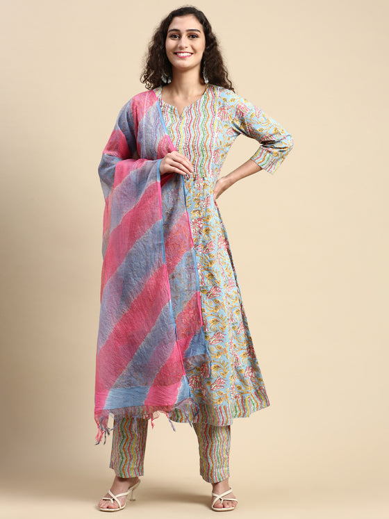 Beautiful Multi Colour Printed & Embroidered Kurti Set PKS02