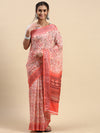 Digital Print Orange & Pink Mixed Semi Linen Saree SL12