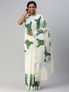 Kerala Off White Kathakali Doll Design Printed Silver Jari Saree OKS07