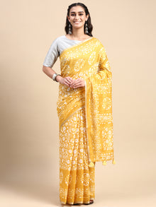  Elegant Semi Linen Yellow Flower Design Digital Printed Saree SL65