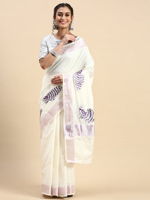  Kerala Cream Saree with Zari Border KS79