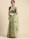 Elegant Semi Linen Flower Digital Print Light Green Saree SL54