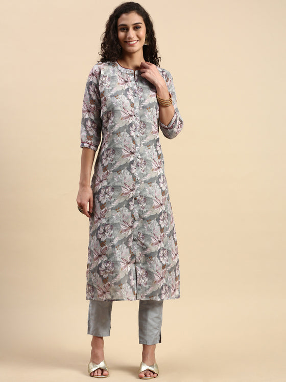 Cotton Printed Straight Cut Green and Purple Kurti EK16