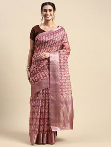  Elegant Semi Linen Digital Print Pale Pink & Sandal Saree SL63