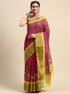 Elegant Semi Linen Purple & Mustard Saree SL51