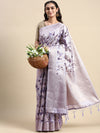 Gorgeous Dola Silk Purple Flower Digital Print with Jari Border Sarees DS04