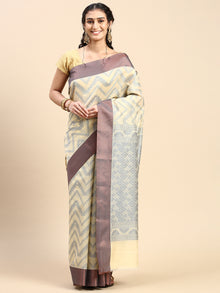  Stylish Copper Jari Sandal & Navy Semi Kora Cotton Saree SK81