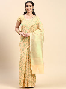  Stylish Sandal Flower Design Semi Kora Cotton Saree SK90