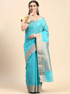 Stylish Copper Jari Green Semi Kora Cotton Saree SK92