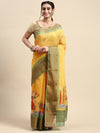 Elegant Semi Linen Yellow & Green Saree SL49