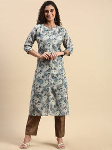  Cotton Printed Straight Cut Green and Blue Kurti EK13