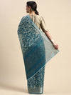 Elegant Semi Linen Digital Print Bluish Green & Sandal Saree SL53