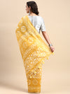 Elegant Semi Linen Yellow Flower Design Digital Printed Saree SL65