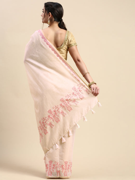 Elagent Bhagalpuri Jute Flower Printed Sandal Saree BJS44