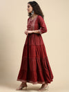 Elegant Embroidered and Printed Red & Sandal Umbrella Kurti EK20