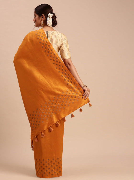 Womens Bhagalpuri Jute Saree Mustard ST59