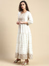 Elegant Embroidered and Printed White & Sandal Umbrella Kurti EK22