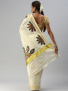 Kerala Tissue Peacock Feather Printed Gold Jari Border Saree OKS35 Onam Collection