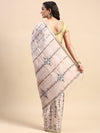 Semi Tussar Pink & Sandal Mixed Embroidery Saree ST89
