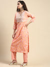 Beautiful Orange with Pink Printed & Embroidered Kurti Set PKS07