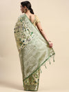 Beautiful Dola Silk Green Flower Digital Print with Jari Border Sarees DS02