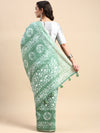 Elegant Semi Linen Green Flower Design Digital Printed Saree SL67