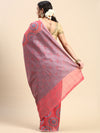 Stylish Maroon & Blue Semi Kora Cotton Saree SK91