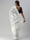 Kerala Tissue Printed Silver Jari Border Saree OKS34 Onam Collection