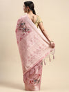 Elegant Dola Silk Pink Flower Digital Print with Jari Border Sarees DS01