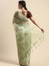 Elegant Semi Linen Flower Digital Print Light Green Saree SL54